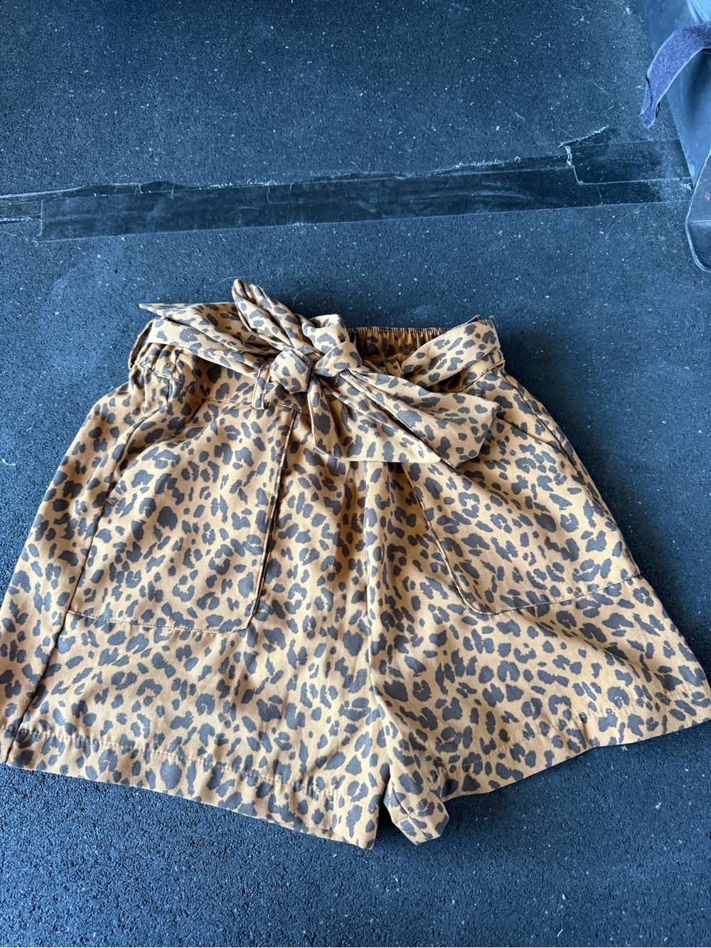 a new day Leopard Print Elastic Waist Shorts - Brown & Black